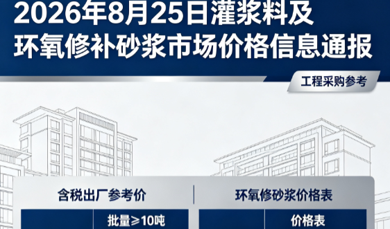东阿2026年8月25日灌浆料及环氧修补砂浆市场价格信息通报
